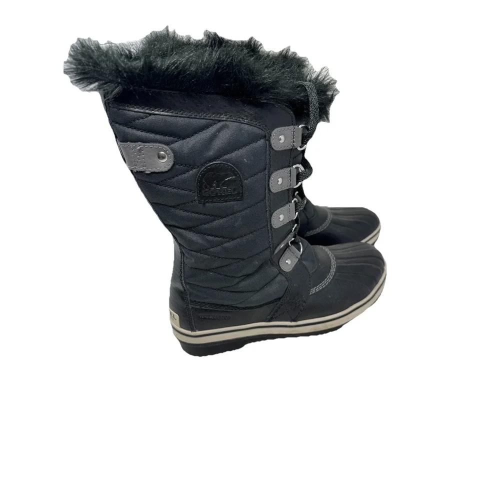 🔥SOREL Tofino🖤 fleece Lined‎ Quilted Fur Trim Winter Waterproof Snow Boots 6